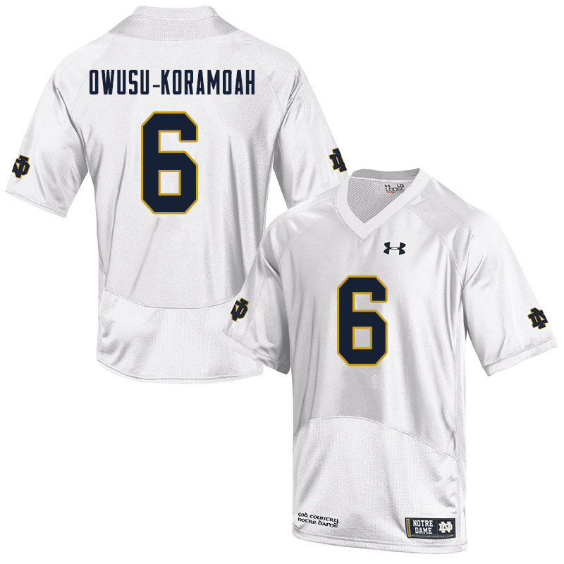 Men's NCAA Notre Dame Fighting Irish #6 Jeremiah Owusu-Koramoah Stitched College Under Armour Authentic White Football Jersey YS10V44OX